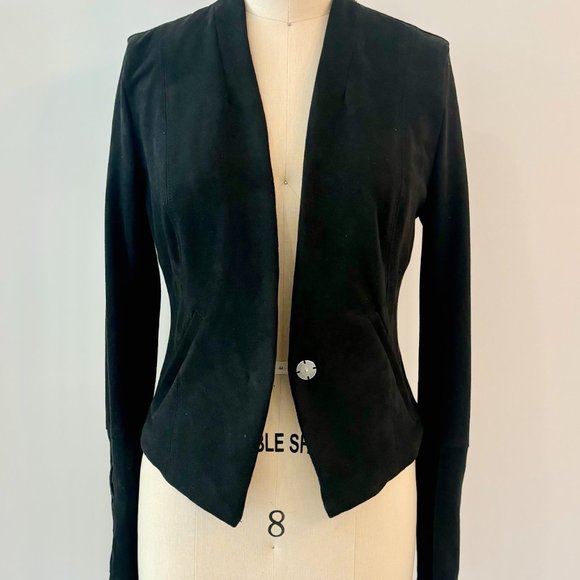 Free People Suede Lace Up Black Blazer - Picture 2 of 5
